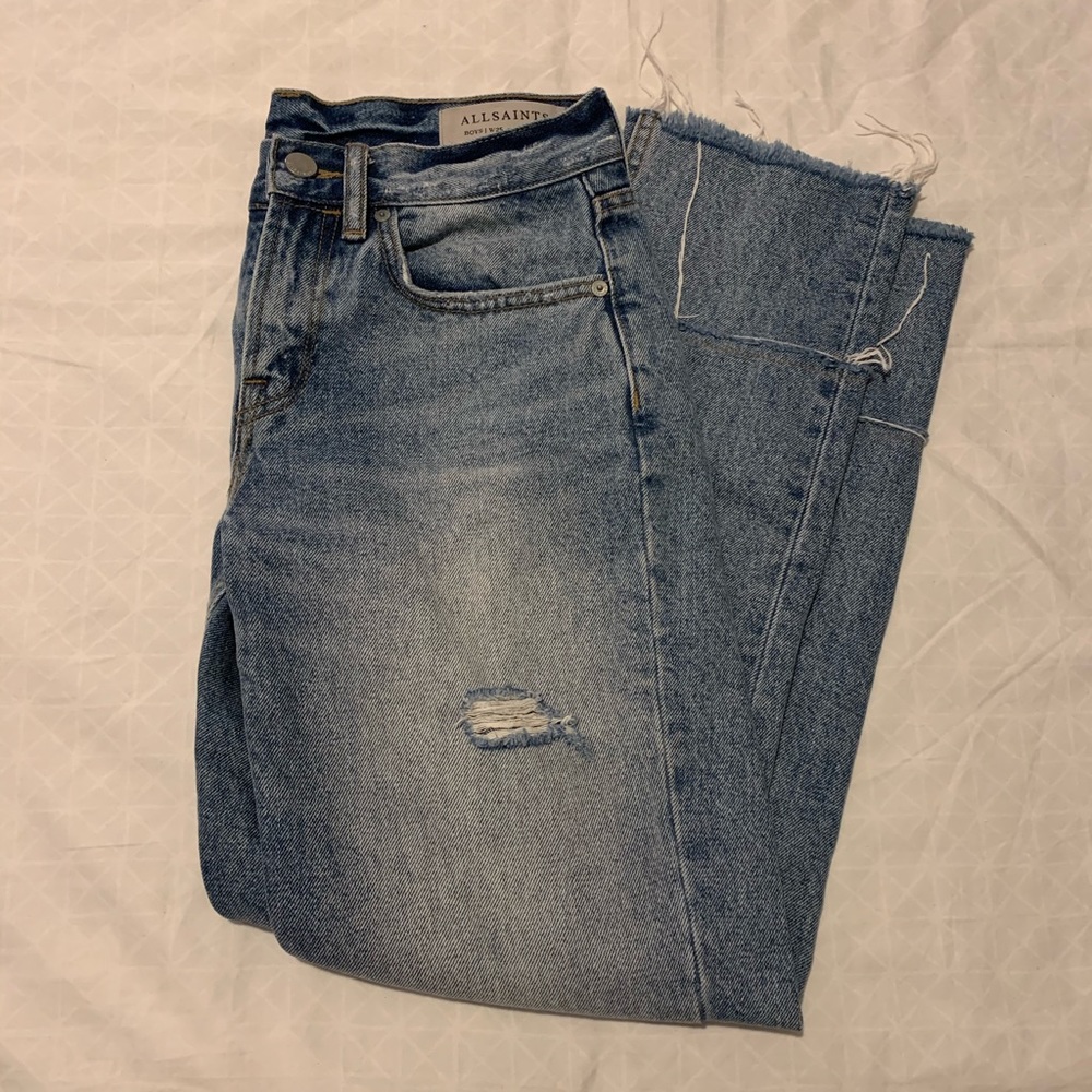 ALL SAINTS Double Hemmed Blue Jeans